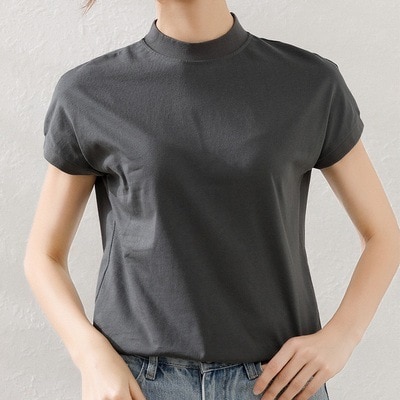 カットソー レディースファッション 大きいサイズ 半袖 ラウンドネック フレンチスリーブ プチ ハイネック トップス XL 2XL 3XL 着回し 7色展開 カジュアル ラフ シンプル きれいめ