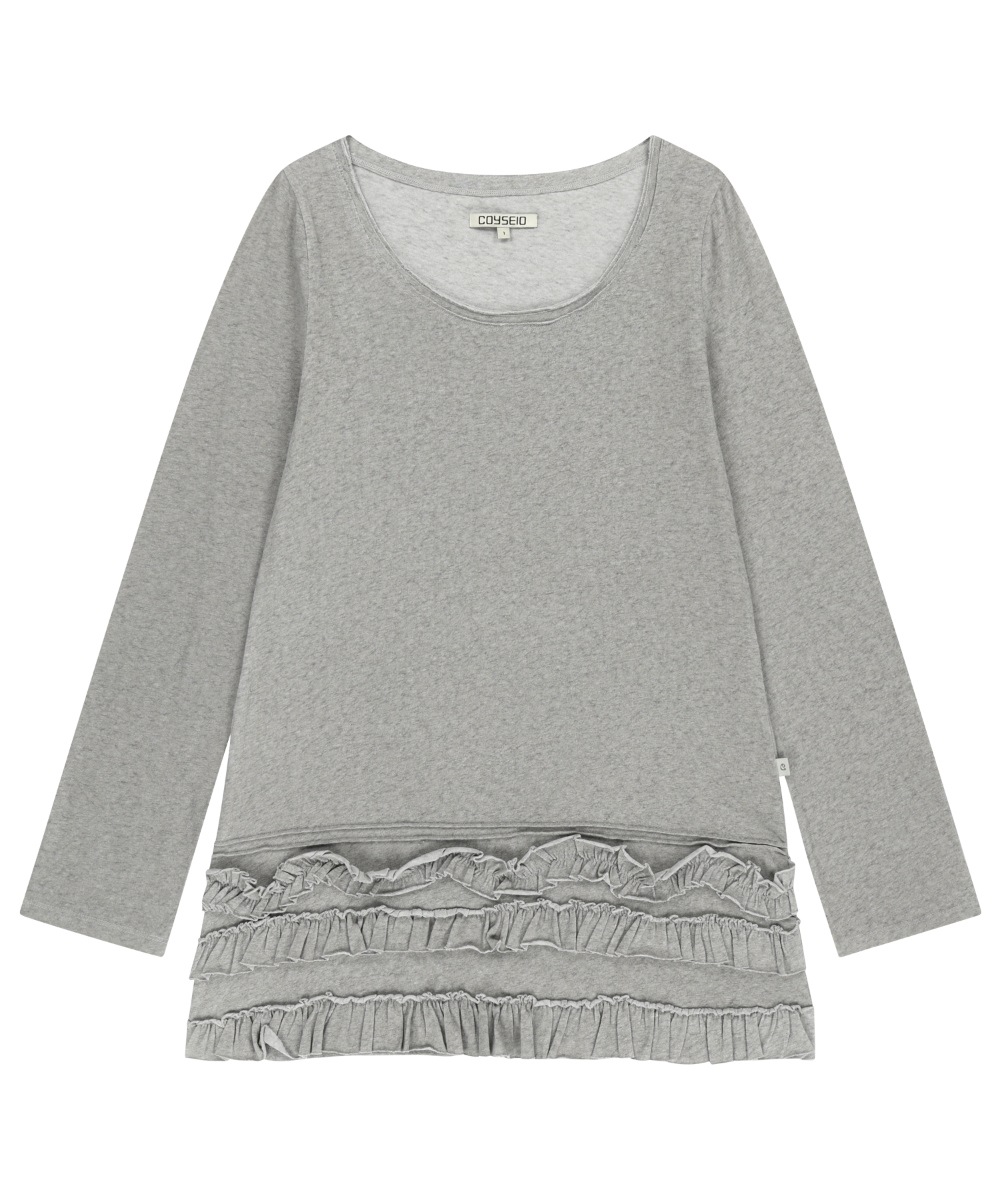 【COYSEIO】26SS BOTTOM MULTIPLE FRILL DRESS : LIGHT GREY
