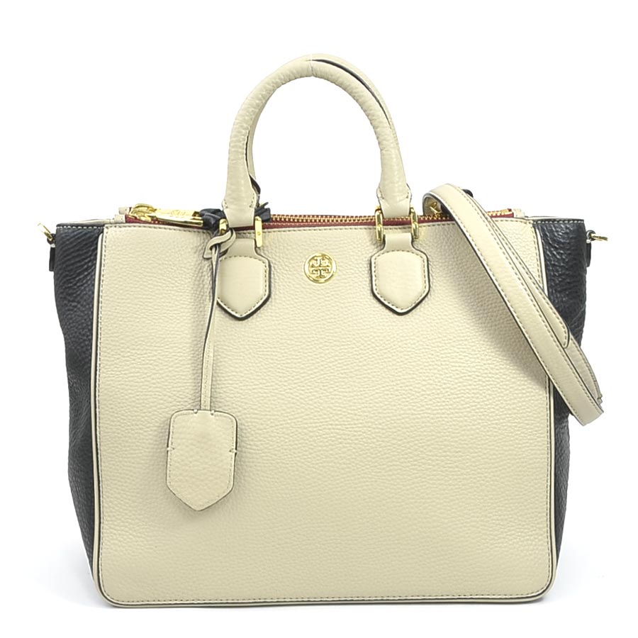 トリーバーチ Tory Burch ハンドバッグ ショルダーバッグ レザー ベージュ×ブラック レディース 56352a