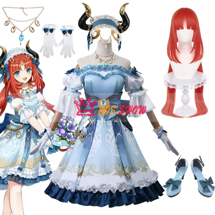 人気商品N0.1 原神 げんしん ニィロウ Nilou コスプレ衣装 GiGO コラボ cosplay 仮装 角髪飾付き イベント クリスマス ハロウィン ステージ 文化祭 学園祭