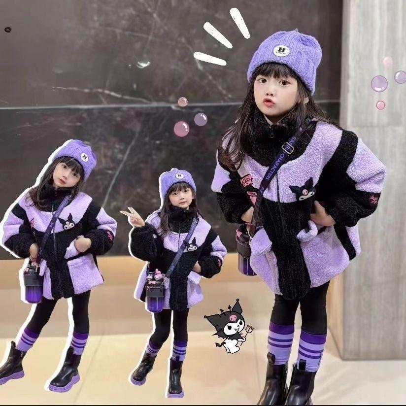 クロミちゃん コート 子供 冬 女の子 男の子 ジャケット 裏起毛 フードなし 無地 厚手 可愛い 防寒 もこもこ お出かけ 春秋冬 5,300円