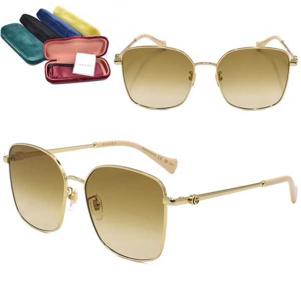 サングラス GG1146SK-003 サングラス アジアンフィット メンズ レディース ユニセックス ゴールド ブラウン