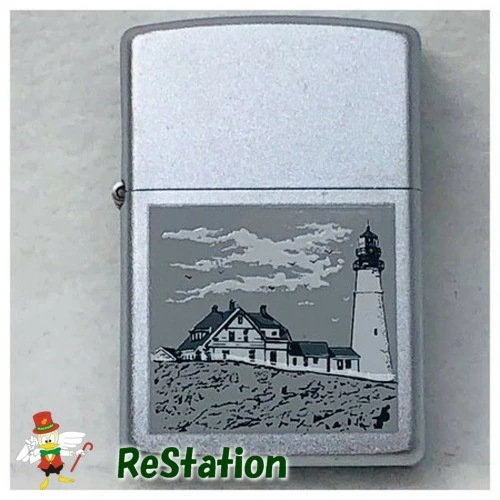 【未使用】Zippo Lighthouse in Grey 昔の懐かしい風景 モノクロ ジッポ 20173
