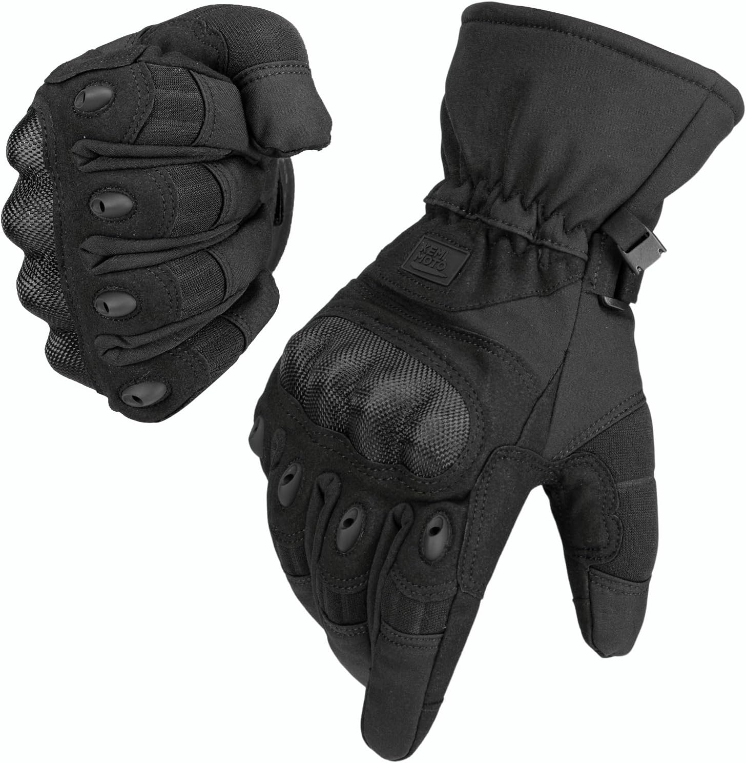 耐衝撃撥水防風グローブ 秋冬用 自転車オートバイアウトドア対応 スマホ操作可能 メンズレディース ブラック KM8030