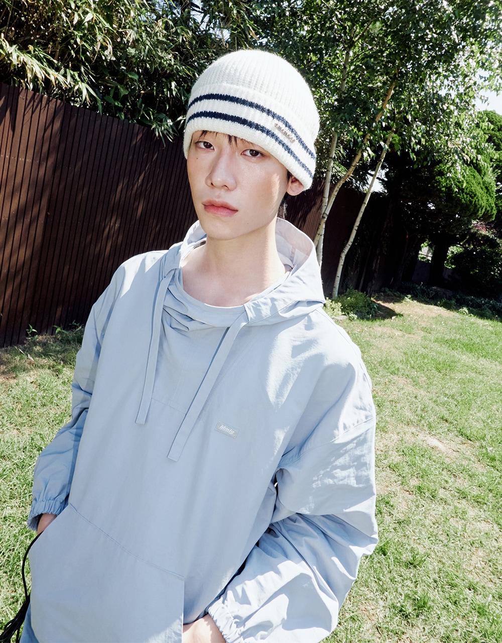 【MMLG】 HOODED ANORAK : LIGHT BLUE
