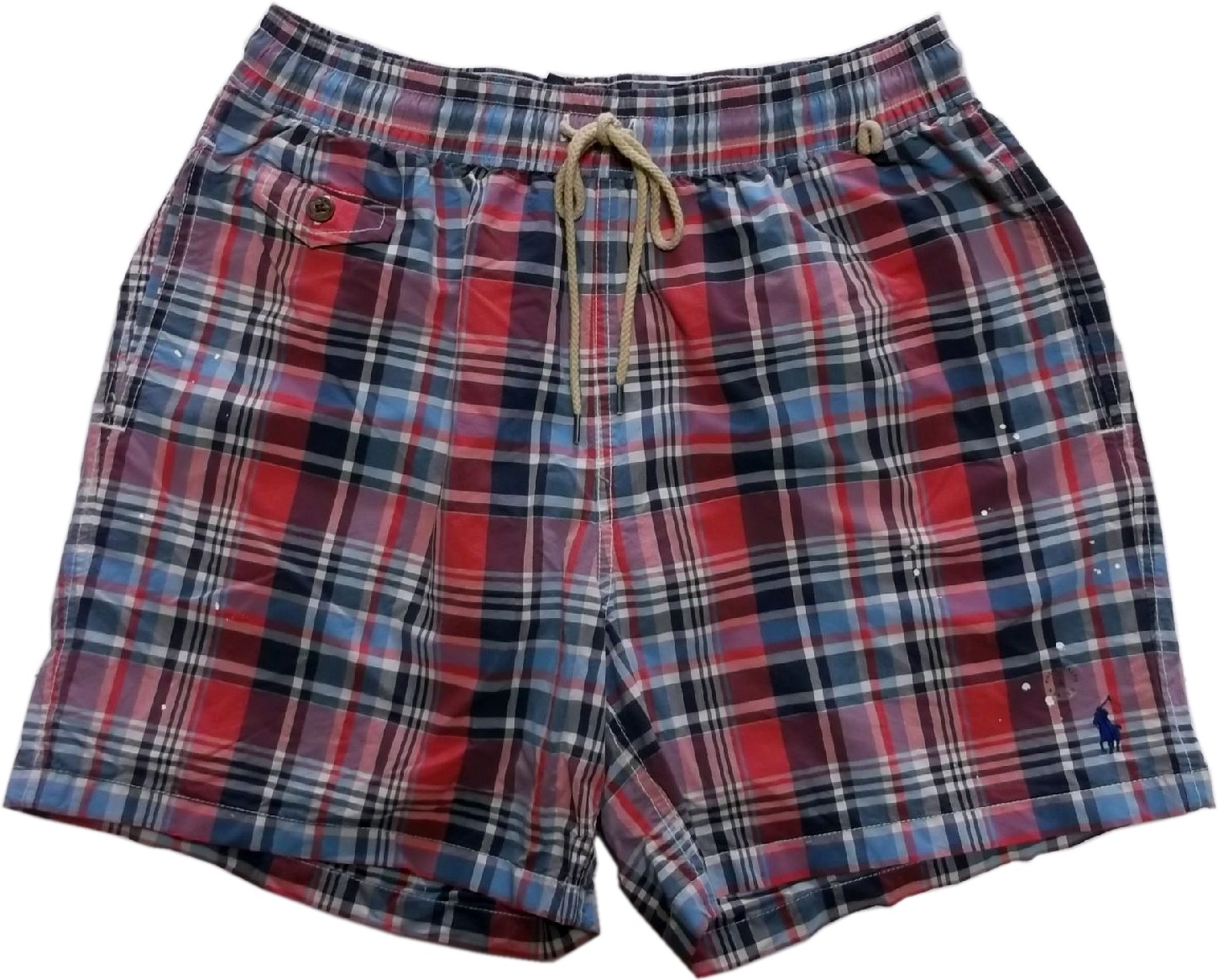 海水パンツ 水着 インナー付き チェック レッド メンズ PR6-079