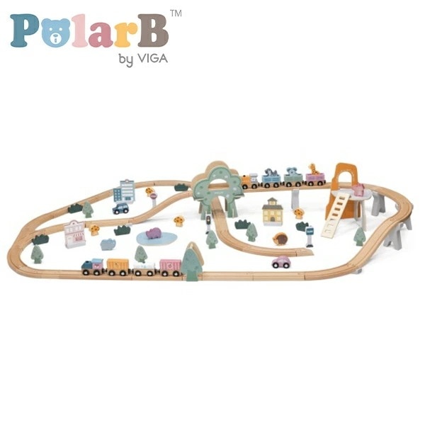 トレインレールセット 92ピース 木製 おもちゃ ベビー 赤ちゃん (対象年齢3歳から) TYPR44067