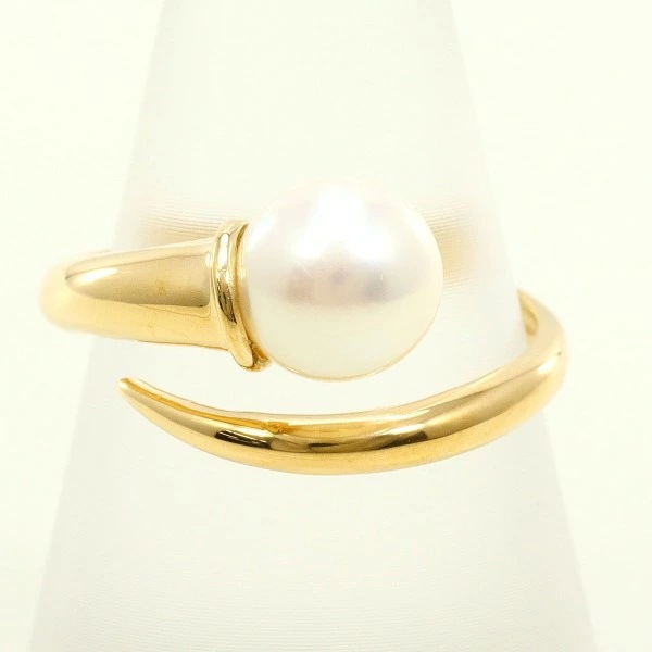 K18 18金 YG リング 11号～フリーサイズ パール(真珠) 約7.5mm ジュエリー 中古