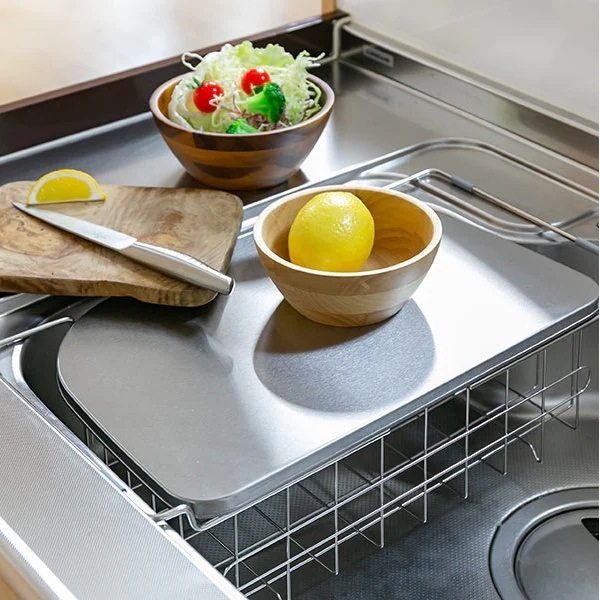 水切りラック 調理スペースが広がるトレー＆水切り leye レイエ 日本製 シンク上 水切りかご 水切りカゴ 水切り 水切りバスケット 調理台 作業台 延長 補助 シンク まな板受け