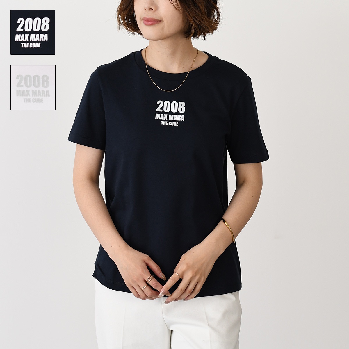 Tシャツ カットソー トップス クイエート コットン ジャージー QUIETO 2519971011600 レディース ホワイト ネイビー 半袖 春 夏