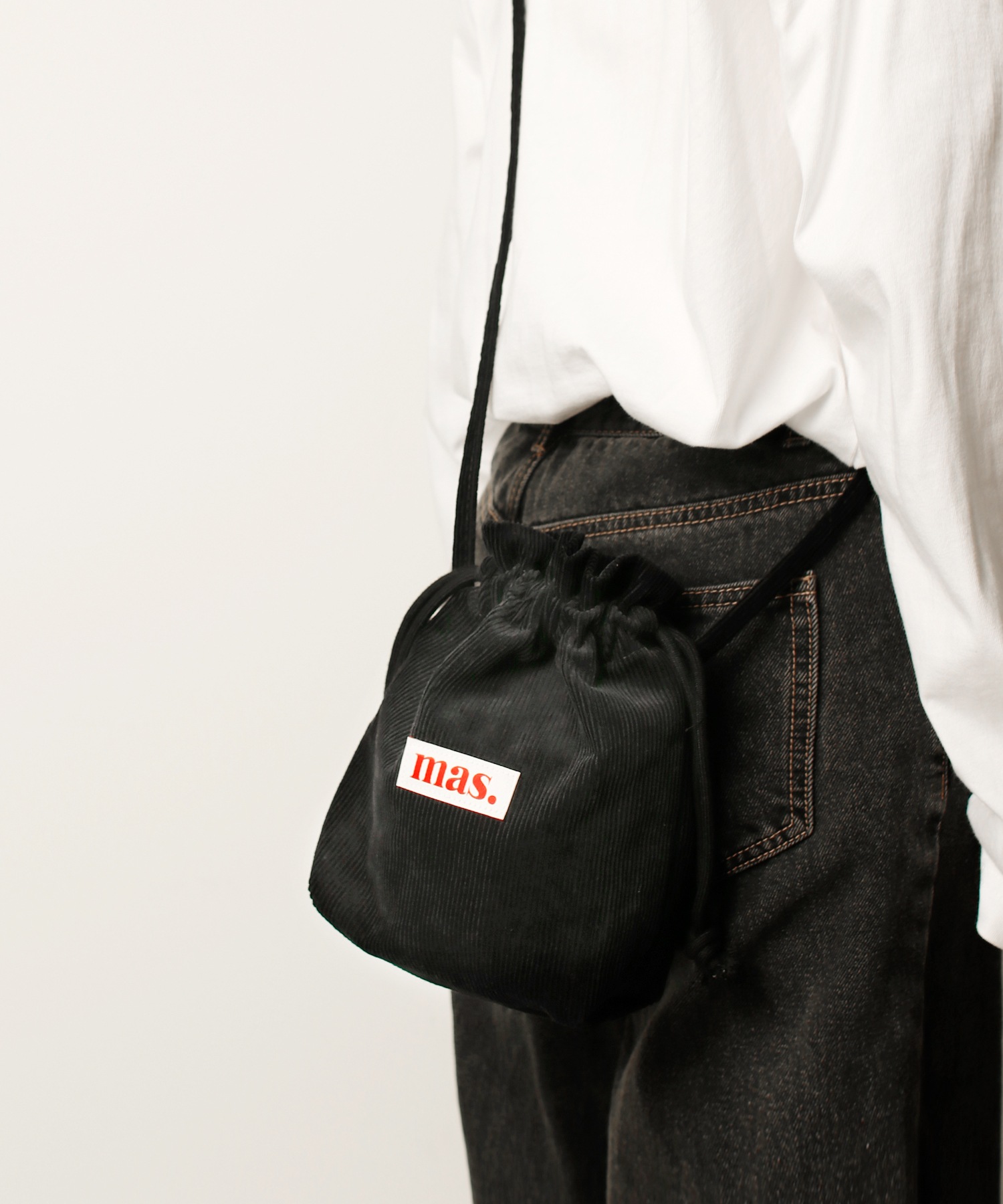 MASMARULEZ コーデュロイストリングクロス _ コーデュロイストリングクロスブラックネイビー
