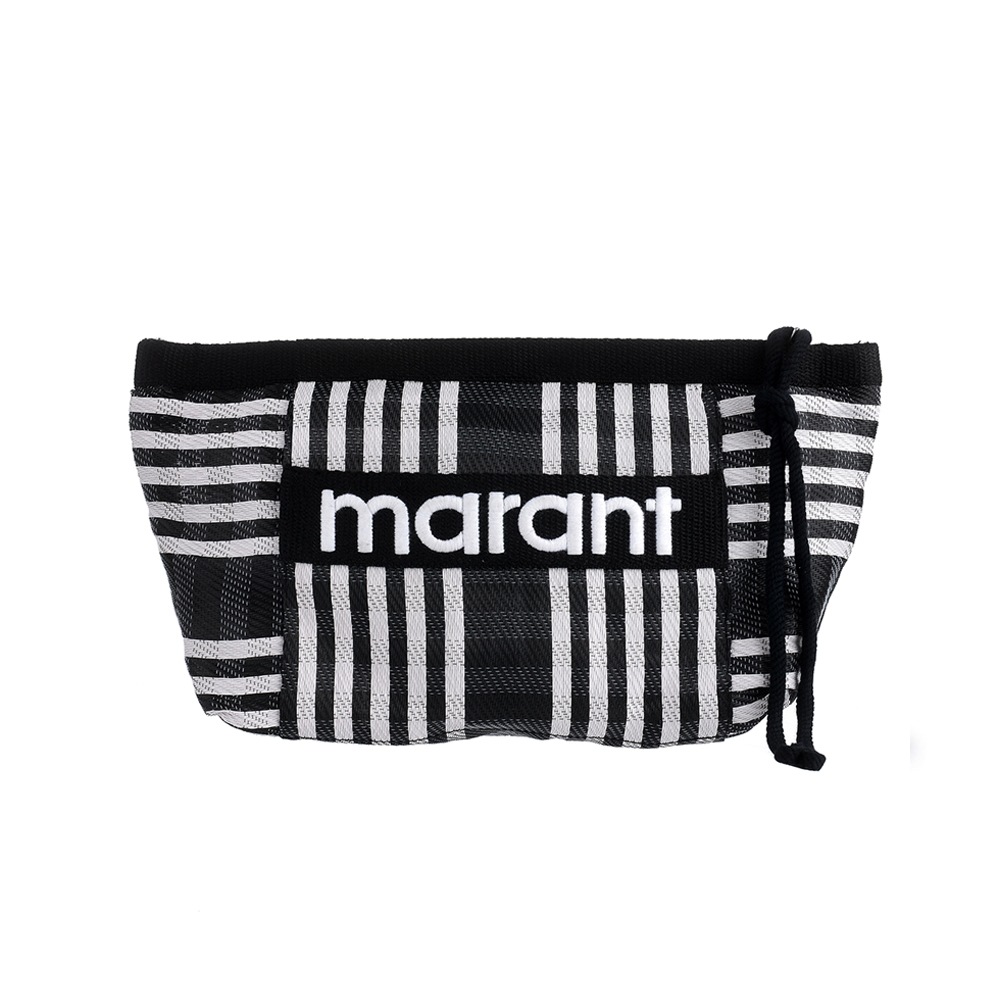 Isabelle Marant PO0001FA A1X17M BKWH パウダーパウダーパウダーロゴストライプポーチバッグ