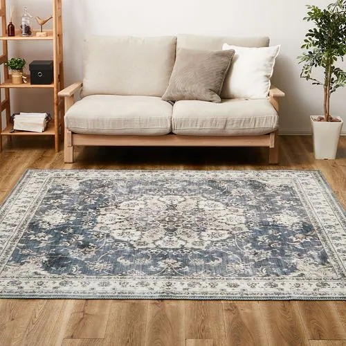 【メーカー直送品】萩原 転写プリントラグ カメオ 約230×230cm グレー