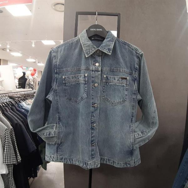 HC09 女性 おすすめ ツーポケット オーバーフィット デニムジャケット 厚すぎず薄すぎないオーバーフィット かわいい (S41360649)