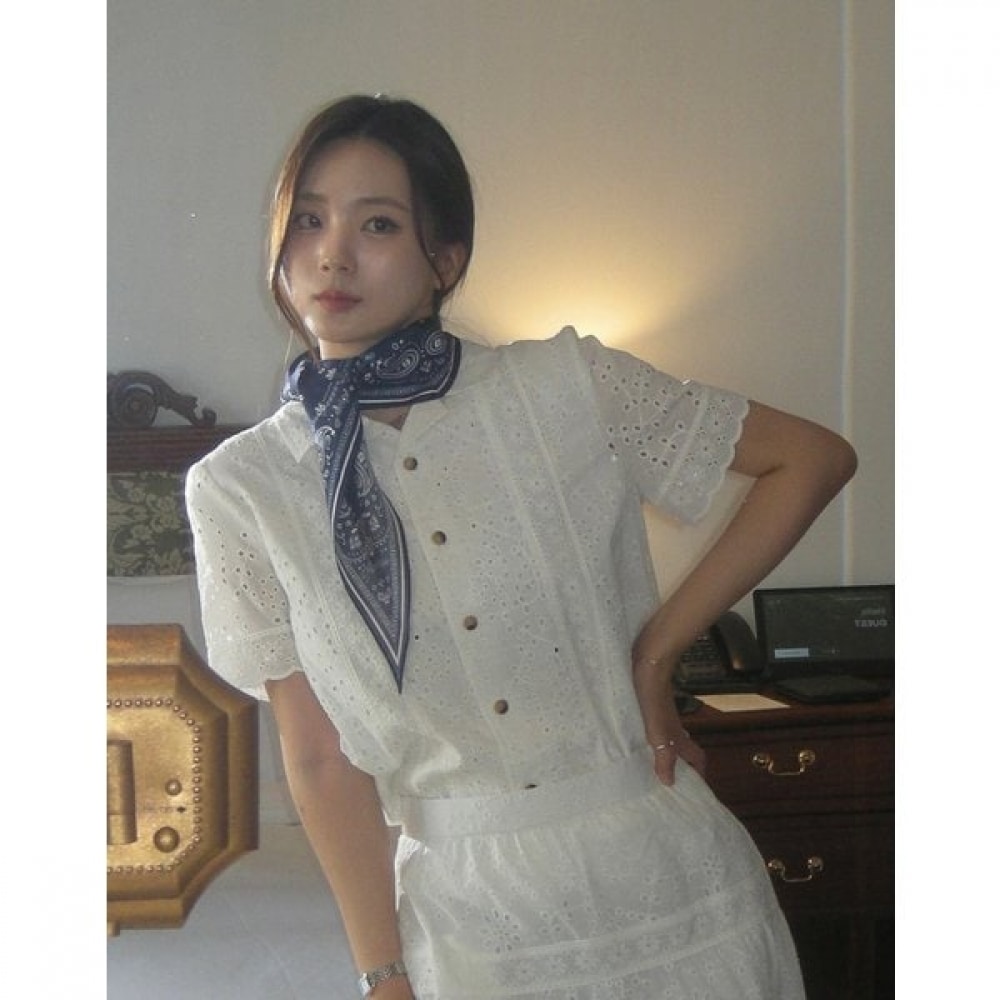 [25SS] アイレットエンブロイダリーシャツホワイト HSSH5B301WT