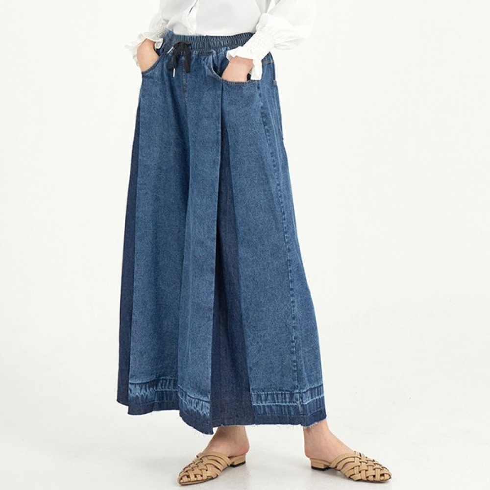 (UNIKE) バンディングカラーデニムパンツ