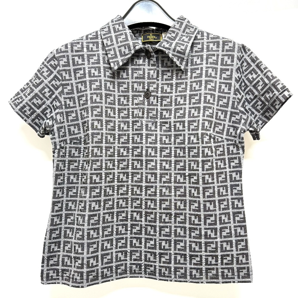 ポロシャツ ズッカ柄 アパレル トップス 半袖 総柄 Tシャツ ポリアミド グレー