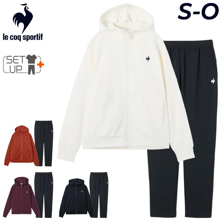 スウェット レディース 長袖ジップパーカー ロングパンツ セットアップ 吸汗 UVカット(UPF50+) スエット ジャケット 長ズボン スポーツウェア 運動/LT5FSW40L-LT5FPZ40L