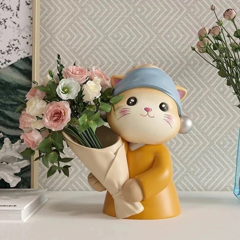 アート 猫 ブーケ 花瓶 飾り ドア ポーチ リビング フラワーアレンジメント ライト 感 テレビ台 ワイン キャビネット ポーチ ホームデコレーション