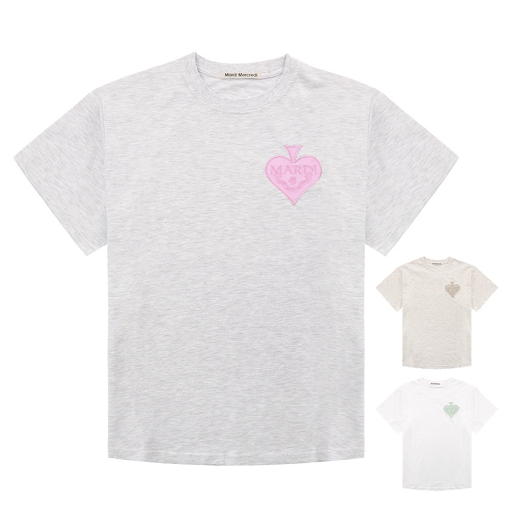 Tシャツ TSHIRT SATIN SPADE HEATHER PINK 半袖 レディース 韓国 ファッション アパレル ロゴ刺繍