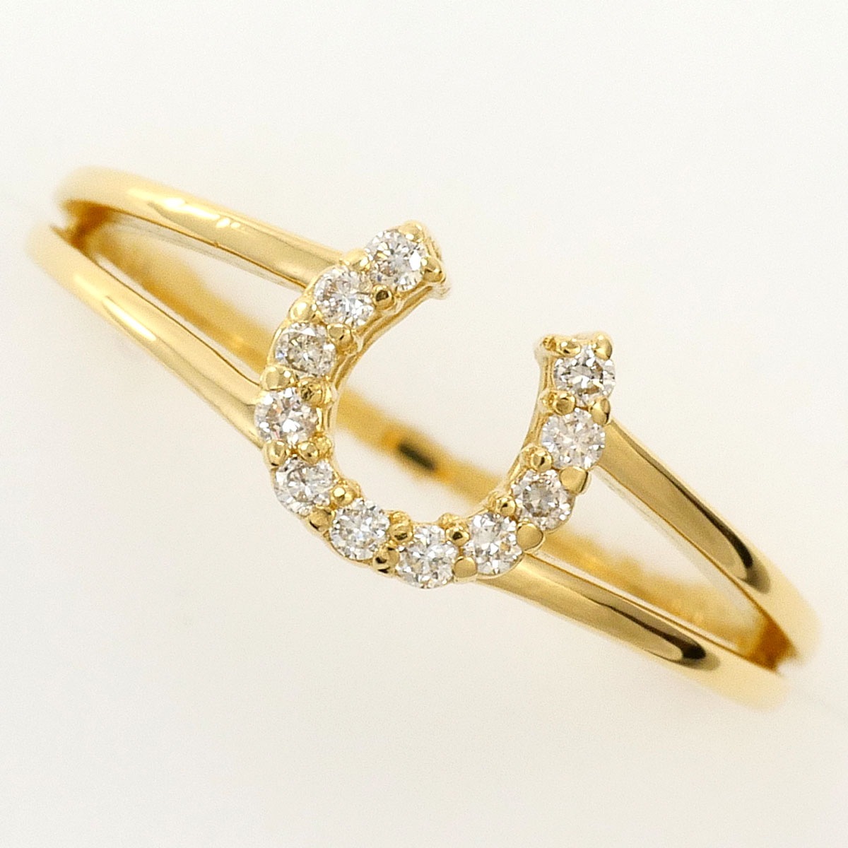 K18 18金 YG イエローゴールド リング・指輪 4号 ダイヤモンド 0.07ct 総重量約1.6g ジュエリー 中古