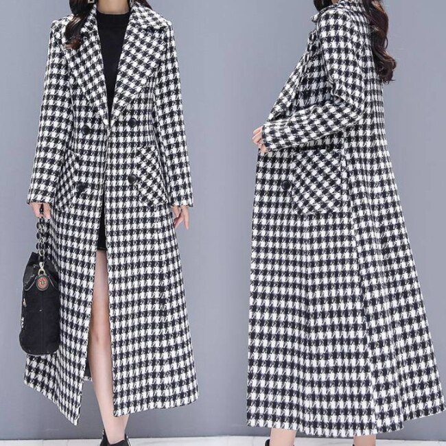 コート アウター 千鳥格子 チェック Pコート デカ襟 大きい襟 レディース 大きいサイズ アウター ブラック ギンガムチェック 個性的 主役 主役級 モノトーン 高みえ ユニーク大人可愛い 黒 6,934円