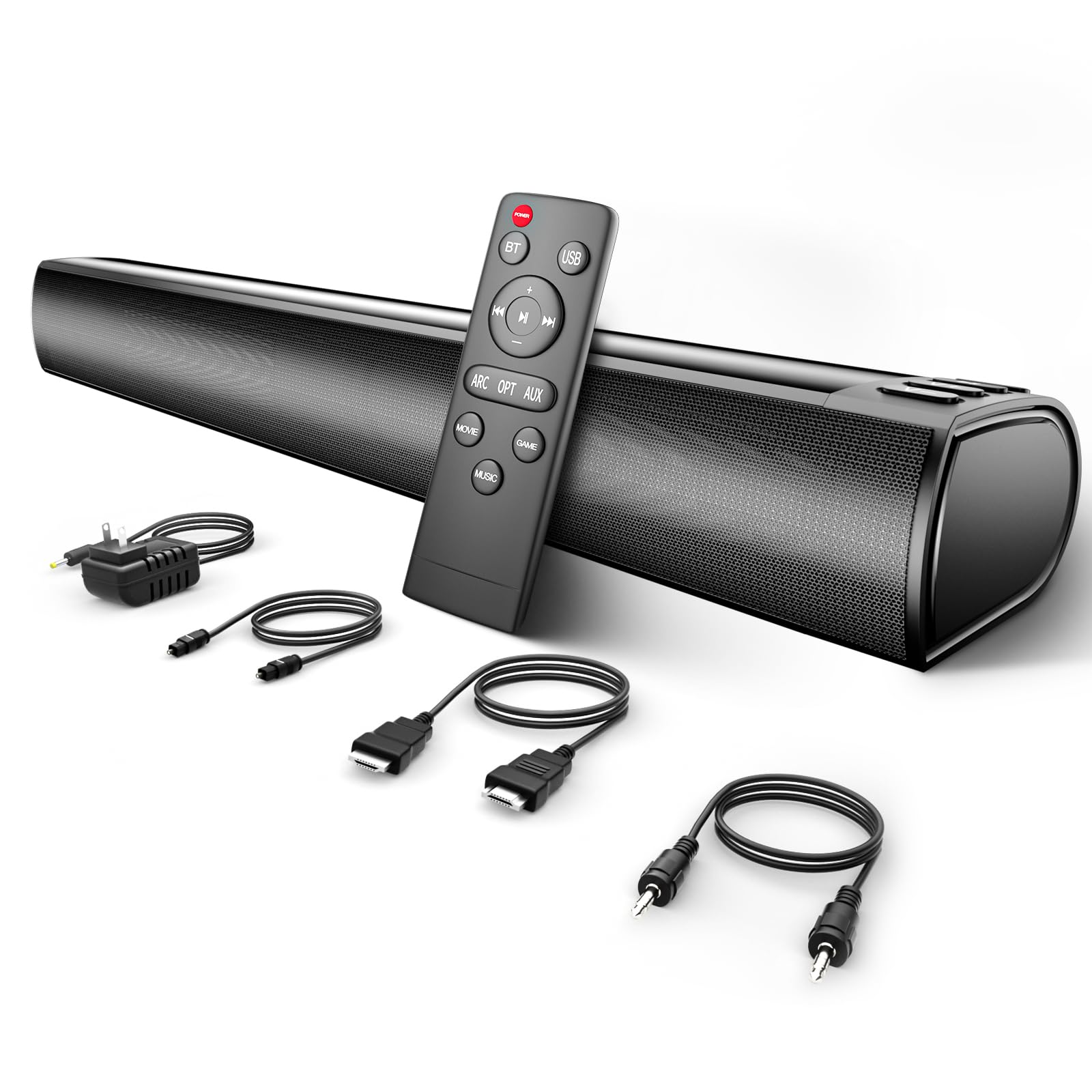 FELEMAN サウンドバー テレビ用 スピーカー PCスピーカー Bluetooth対応 音楽/ゲーム/映画モード USB/光デジタル/AUX接続/HDMI（ARC）対応