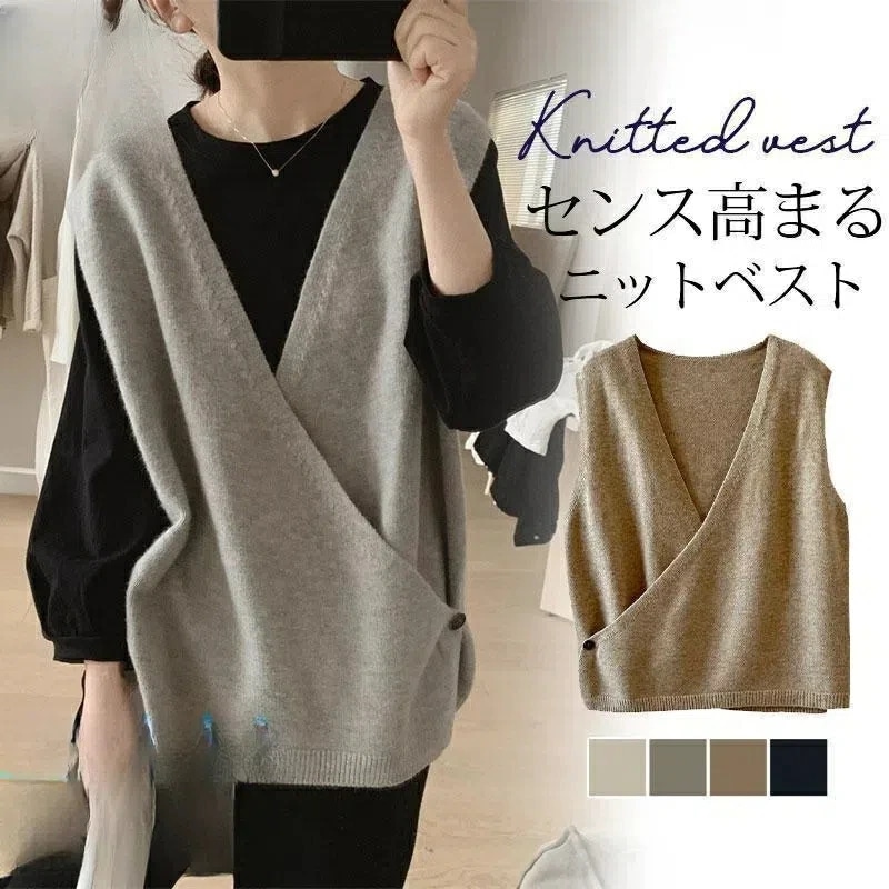 ベスト レディース ニットベスト ジレベスト 重ね着 ノースリーブ プルオーバー レイヤード おしゃれ 着回し トップス 体型カバー