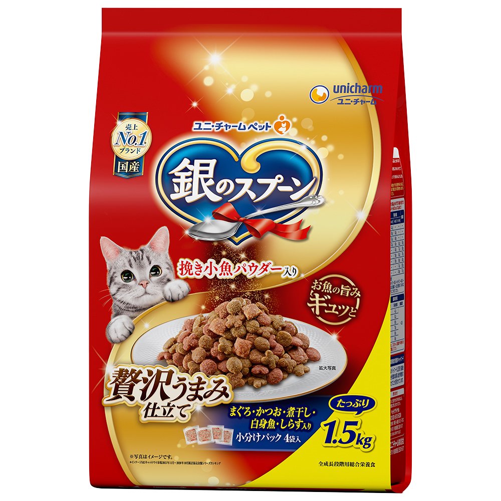 キャットフード　贅沢うまみ仕立て　まぐろ・かつお・煮干し・白身魚・しらす入り　１．５ｋｇX６袋　ＣＲＣ35―15―88―20―00