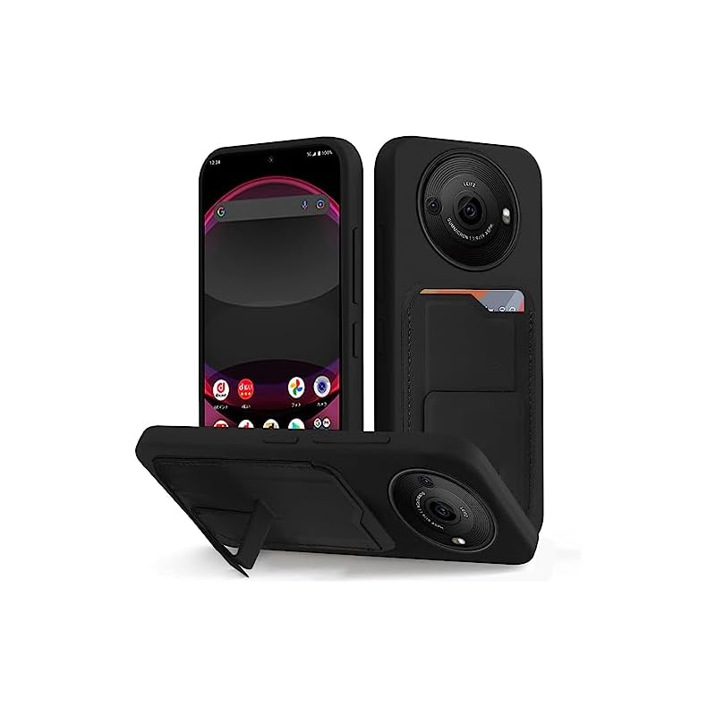 Aquos R8 Pro ケース スタンド機能付き 超軍用規格 耐衝撃 携帯 カバー カードホルダーケース 軽量 薄型 擦り傷防止 全面保護 背面 ベルト シリコン 折り畳み式キックスタンド機能 携帯