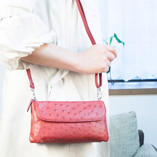 Costoromaオーストリッチ ポーチウォレット（レッド） お財布ポシェット ポーチウォレット 25,080円