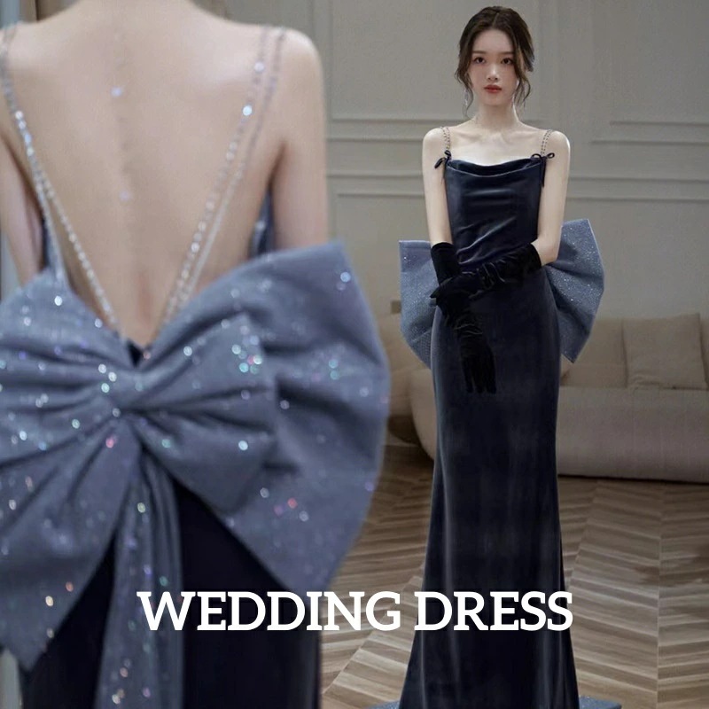 高級感 エレガント 上品 きれいめ レディースドレス ウェディングドレス ２色 ロングドレス花嫁ドレス リボン キャミソールワンピース フィッシュテール 礼服 宴会 パーティー 披露宴 成人式 発表会