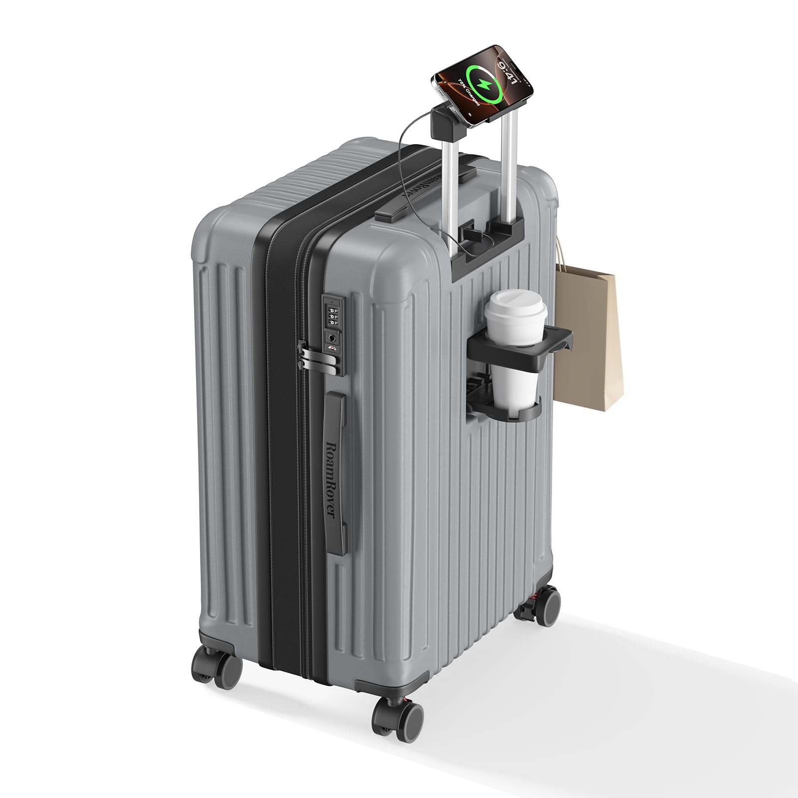 [SupTrip] スーツケース 機内持ち込み キャリーケース 拡張機能付き キャリーバッグ ストッパー付き カップホルダー付き USBポート付き 携帯スタンド TSAロック搭載 物掛けフック 大容量