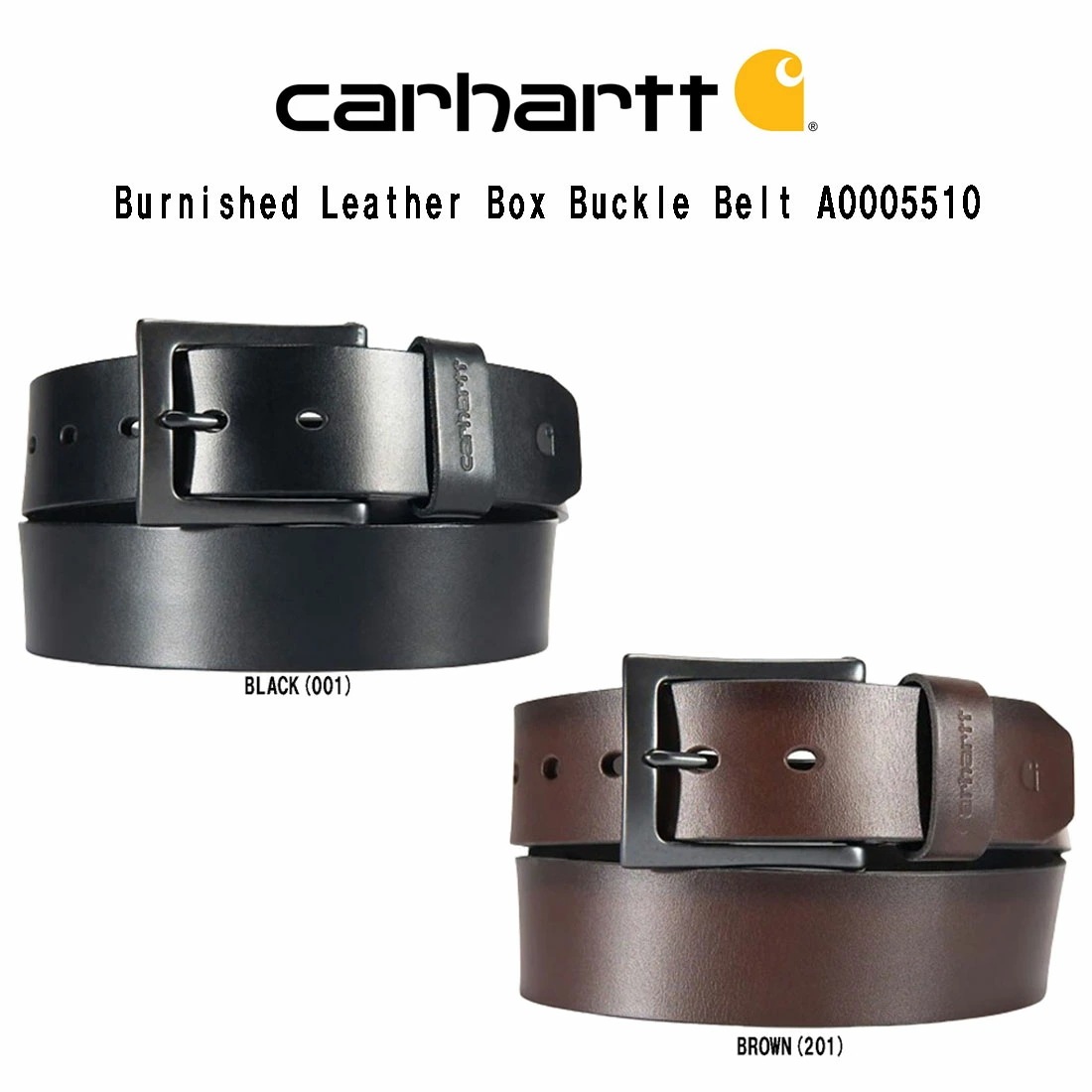 Carhartt ベルト レザー 本革 ガンメタル ギフト 男性用 メンズ Burnished Leather Box Buckle Belt A0005510