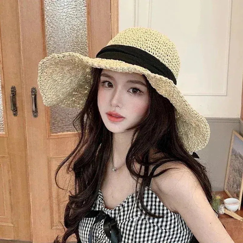 【超お得1つ買うと10個もらえる】急速出荷30% OFF新品掲載！式麦わら帽子女性のつば付きビーチ帽折り畳み可能なリゾート帽日焼け止め帽子 85,895円