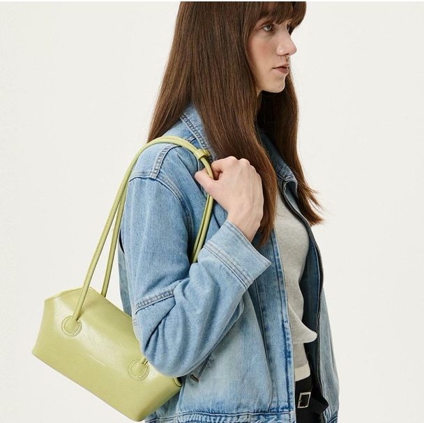 【MARGESHERWOOD】 BOAT SHOPPER MEDIUM : LIME CRINKLE