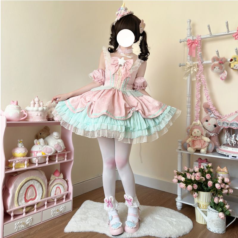 【星の祈願】 ロリータ洋服 可愛い キャミソール ワンピース 女 jsk アイドル