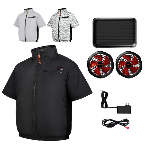 住まいスタイル KW-ALL24-SS-LL-BLK 空調冷風ウェア (半袖タイプ 30Vバッテリー&ファンセット) メーカー直送
