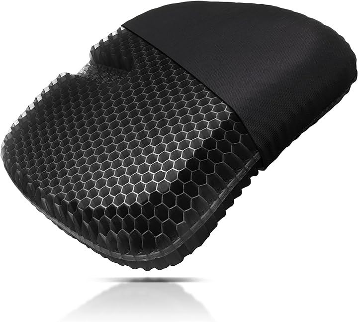 relaxheal ゲルクッション 椅子 お尻が痛くならない ジェルクッション 車 座布団 ハニカムクッション ゴム オフィス 45x45x6(ブラック, 45x45x6cm)