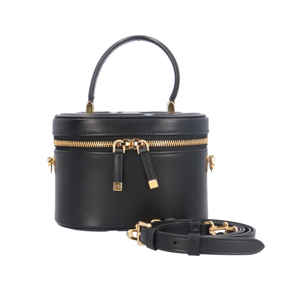 ディオール バニティスモール シグネチャー ショルダーバッグ カーフ ブラック Dior 中古 美品