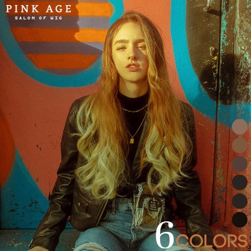 オープンハーフウィッグ) オンブレ斜線 シンメトリー ボディパーマ ロングウェーブWIG 簡単着用 ロングウェーブ ファッションウィッグ デイリーウィッグ ヘアスタイル イメ