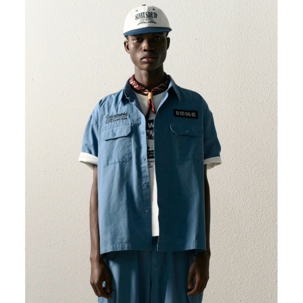 TAKEASY ビンテージカーゴワークシャツ (ミスティブルー)
