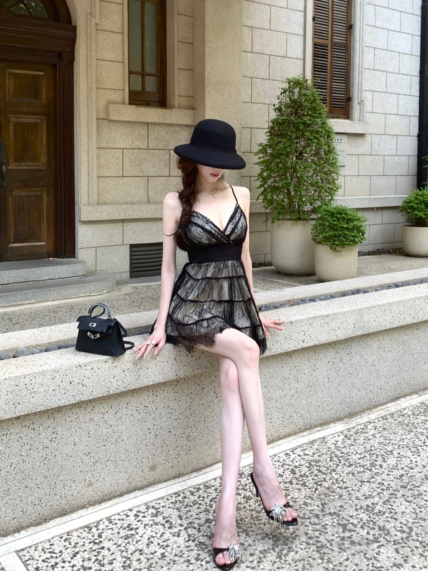 ジェイドシースルーレースワンピース