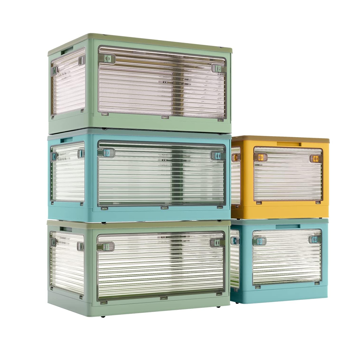 Aroya 収納ボックス 折り畳み 全方向から取り出せる 衣類整理 キャスター付き 収納ケース 衣装収納 蓋付き 大容量 大型 家庭用 オフィス用 車用 積み重ね 透明 幅40.5x奥行29x高さ24