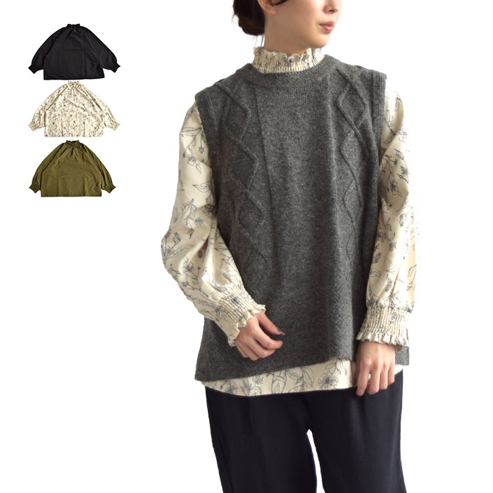 pu2le パズル トップス ギャザードルマンプルオーバー レディース 春 秋 冬 ポリエステル 全3色 フリーサイズ 3617042