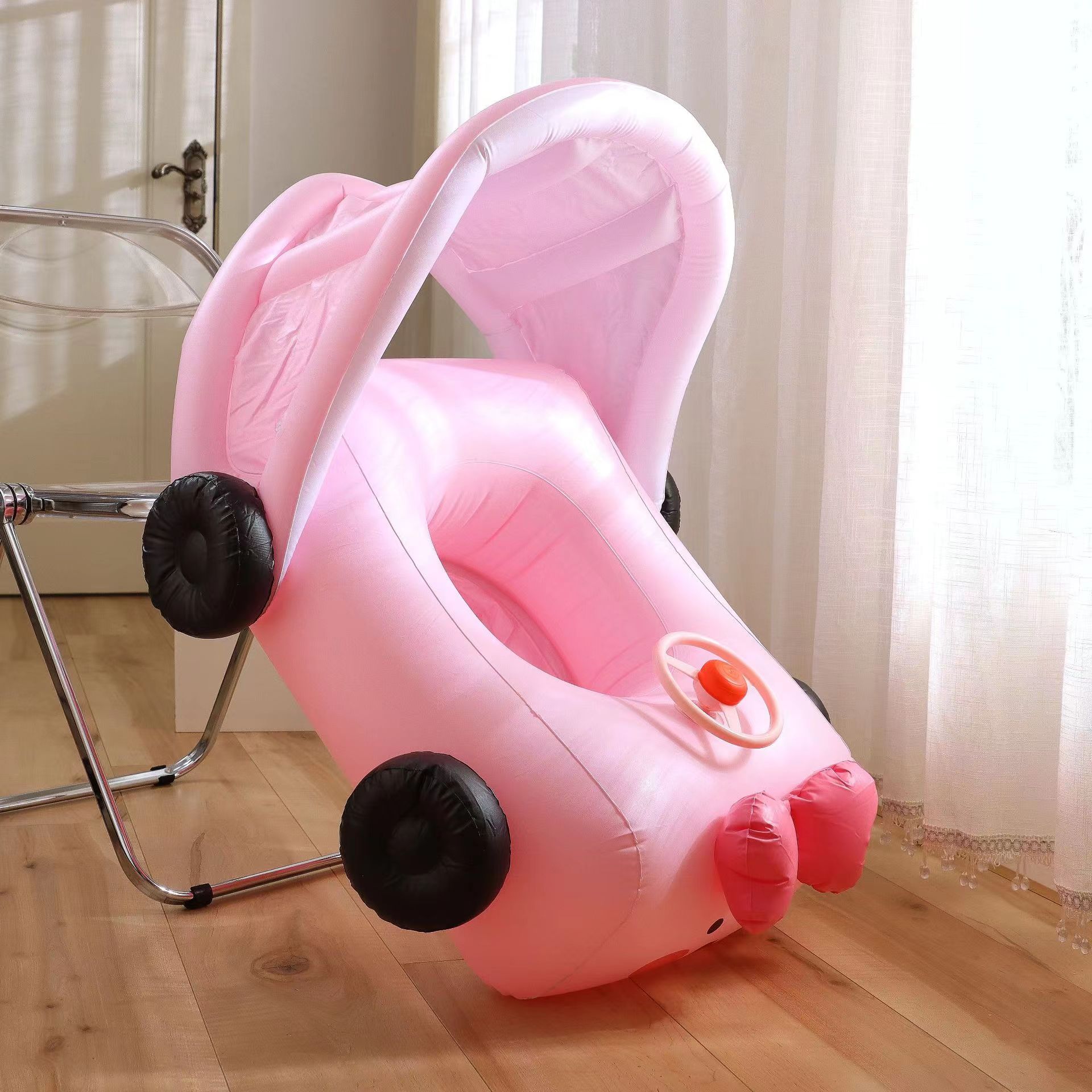 まとめ買い得浮き輪 子ども浮き輪 うきわ 浮輪 足入れタイプ 車の形 水泳リング ブルー色 夏の日 水遊び 水泳 プール 浮き具