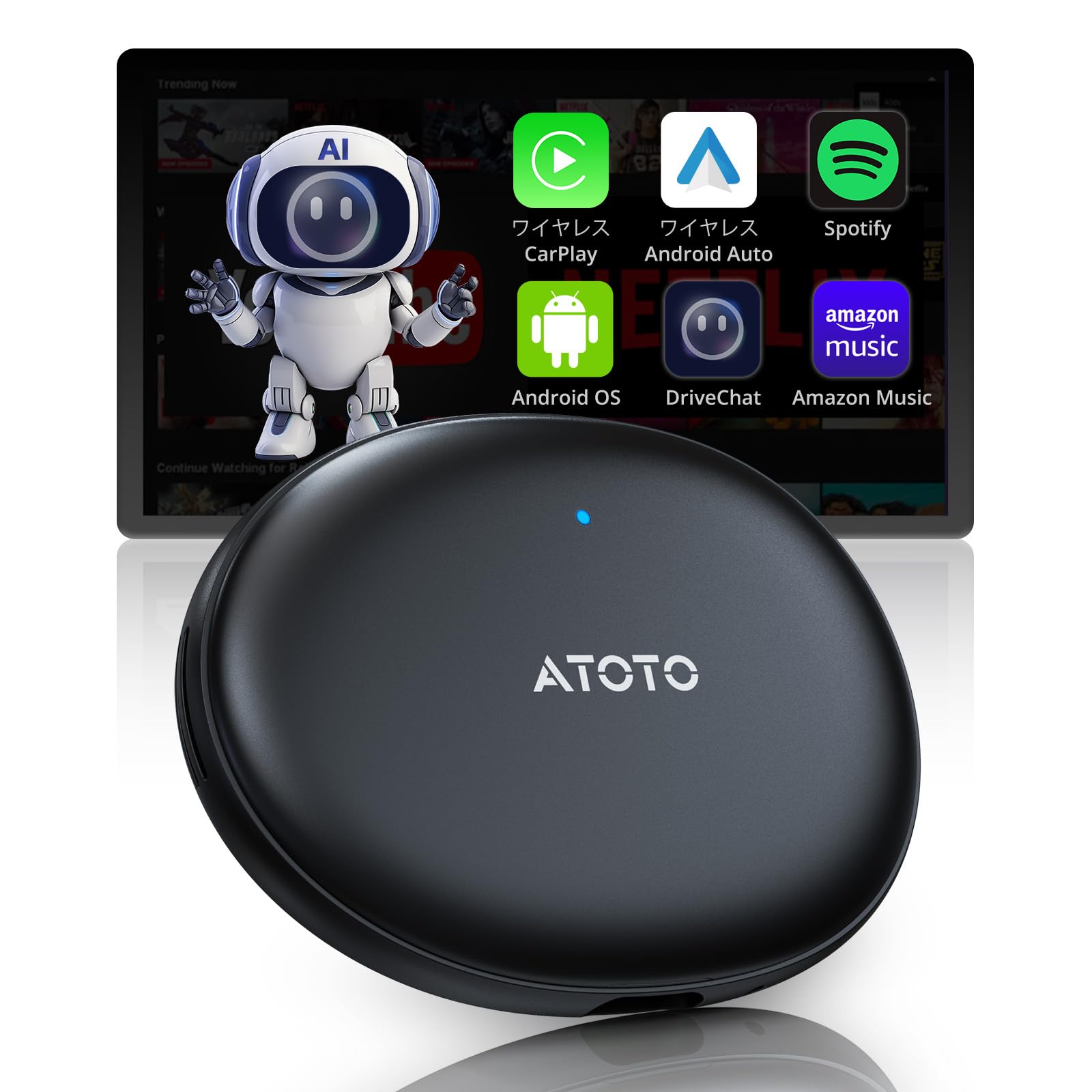 AD5 CarPlay ワイヤレス Ai Box 純正ナビがAndroidタブレットに早変わり YouTube・Netflix動画視聴 ワイヤレスCarPlay & Android Auto両対応 話