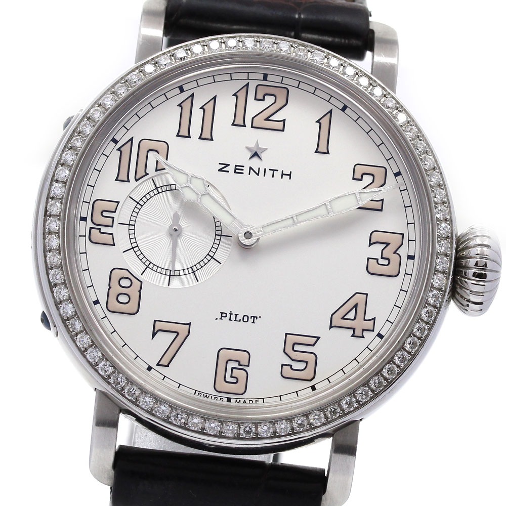 ゼニス ZENITH 16.1930.681 ヘリテージ パイロット タイプ 20 ダイヤベゼル 自動巻き レディース 保証書付き_830143【中古】