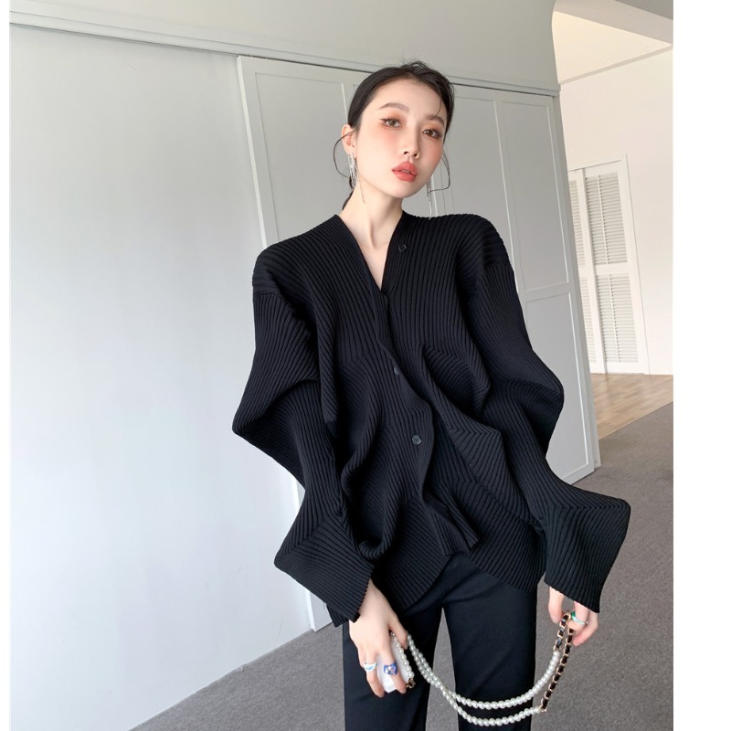 ウェーブニットカーディガン ニットカーディガン カーディガン ツイストリブマーメイドカーディガン. a3824