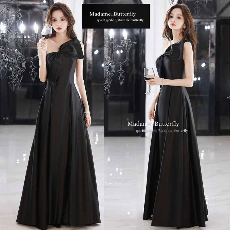 パーティードレス ウェディングドレス ブラック シンプル 花嫁ロングドレス 結婚式 二次会 エレガ